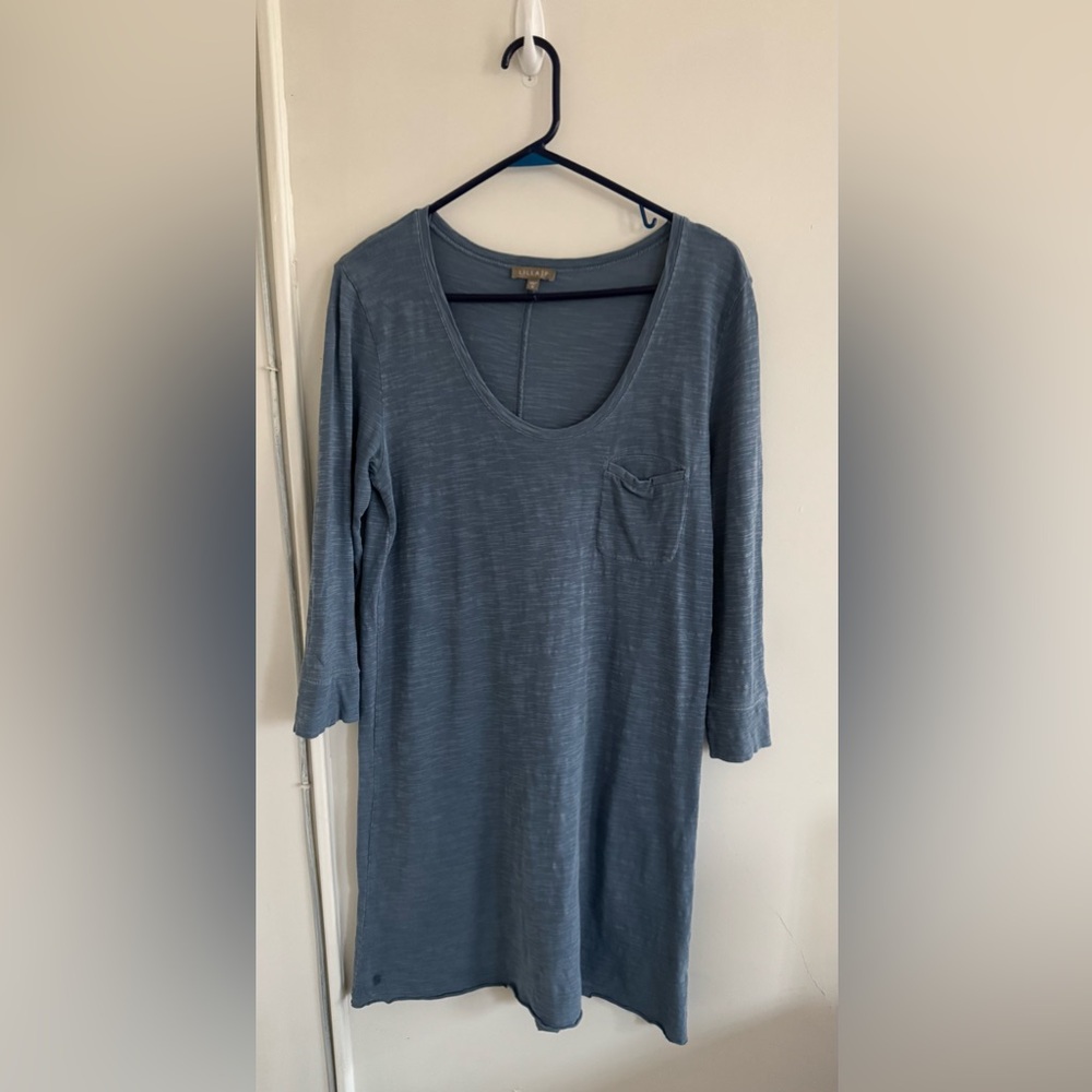 lilla p versatility scoop neck dress blue cotton size M long sleeve